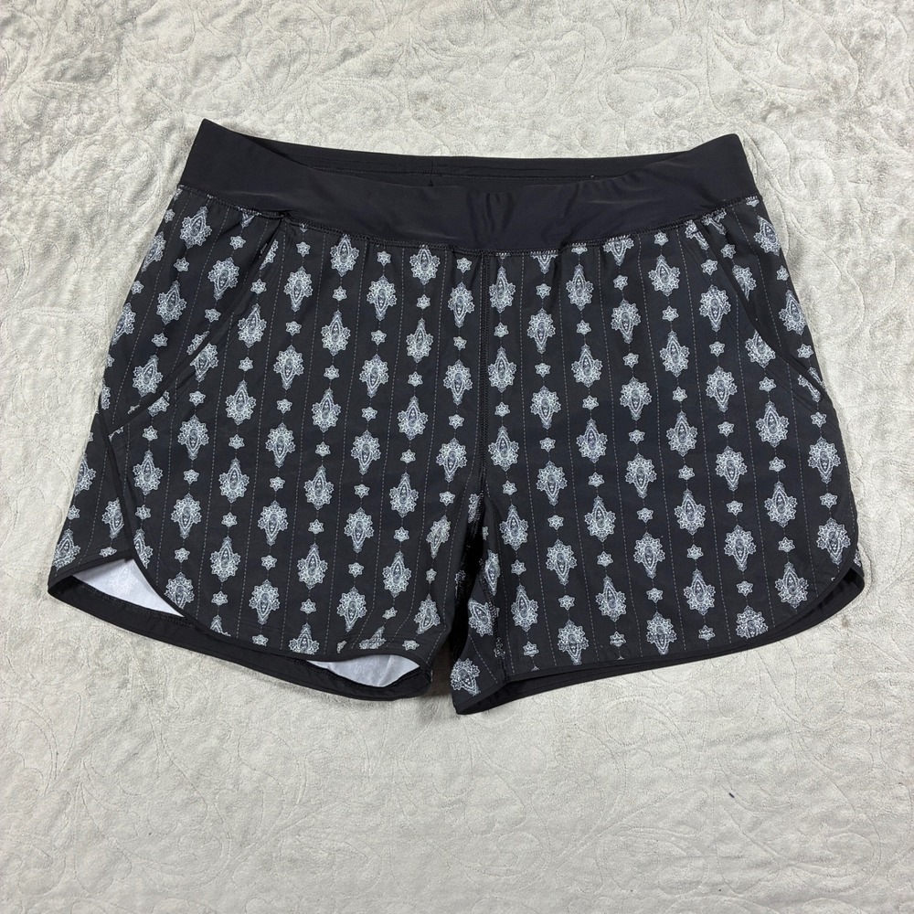 Lands End Womens Tankini Bottom Swim Shorts Size 16 Black Paisley Modest Beach